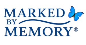 Official Marked by Memory Foundation logo featuring a blue butterfly named Oliver, symbolizing hope, healing, compassion, and support for families after the loss of a loved one.